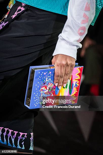 Model walks the runway during the Olympia Le Tan show as part of the Paris Fashion Week Womenswear Spring/Summer 2017 on October 3, 2016 in Paris,...