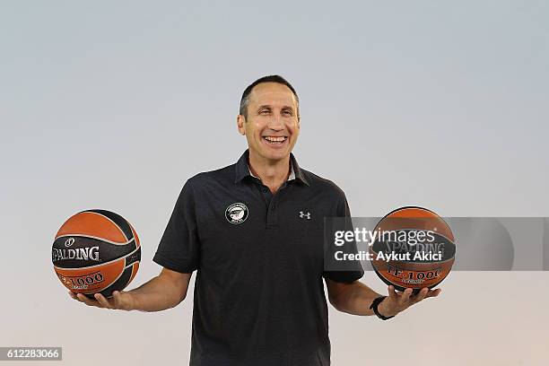 David Blatt, Head Coach of Darussafaka Dogus Istanbul poses during the 2016/2017 Turkish Airlines EuroLeague Media Day at Volkswagen Arena on...