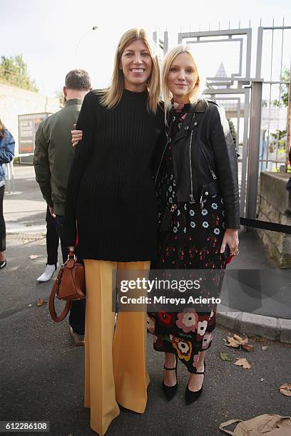 Fashion market and accessories director of Vogue, Virginia Smith and editor-in-chief of InStyle Magazine, Laura Brown attend the Balenciaga show as...