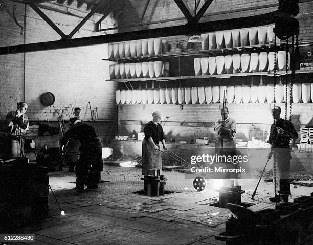 Steel workers at a fatory in Sheffield, December 1936.