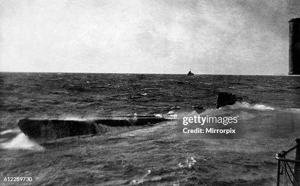 German U-Boat sinking following an attack by destroyers and corvettes of the Royal on convoy escort duty in the North Atlantic. April 1941 P012074