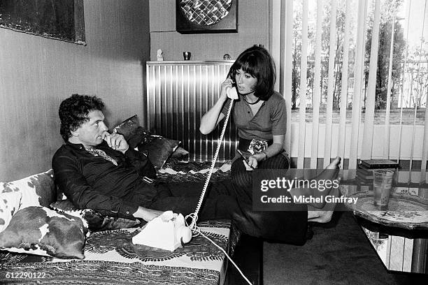French TV host and producer Jacques Martin with his partner actress Marion Game at their home in Neuilly-sur-Seine.