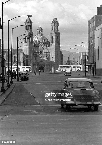 General Street scenes of Mexico City. OPS people, traffic, architecture. January 1968. Y6