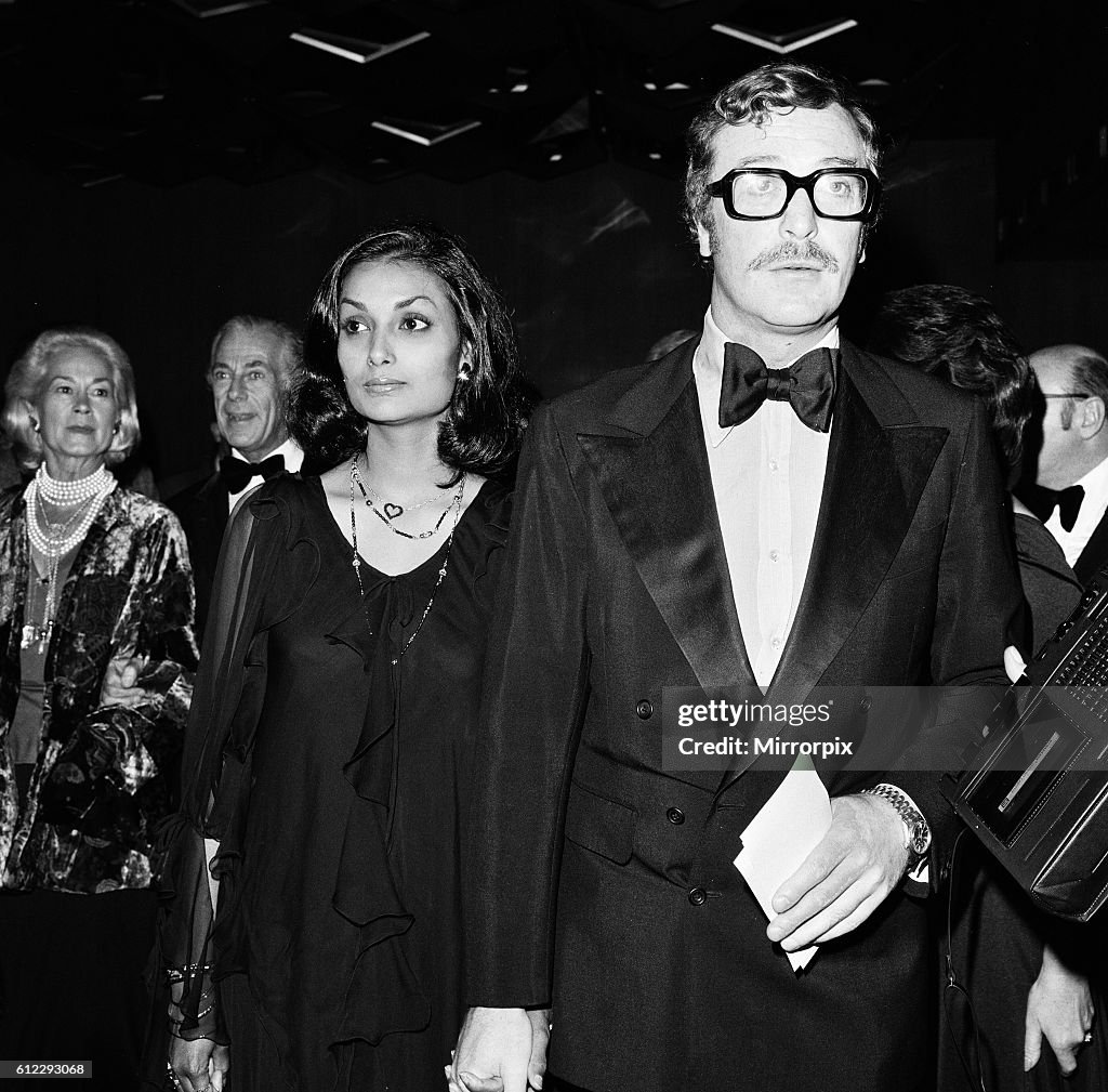Michael Caine and wife Shakira at the Premiere of 'Gold' 5th September 1974.