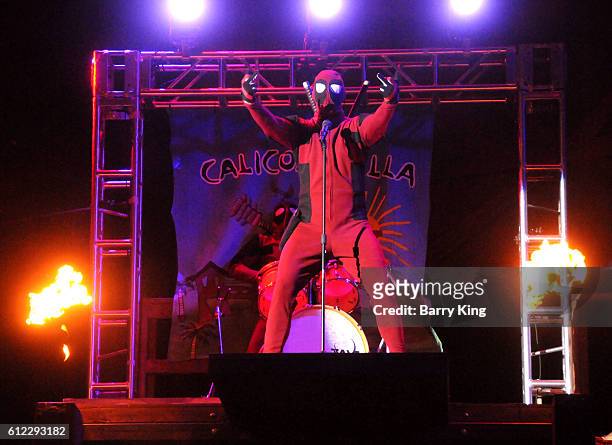 Coachella and Deadpool spoof in The Hanging at Knott's Scary Farm black carpet event at Knott's Berry Farm on September 30, 2016 in Buena Park,...