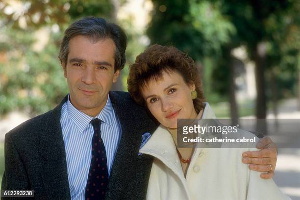 French actors Pierre Arditi and Miou Miou during the filming of the television movie Une Vie Comme Je Veux, directed byJean-Jacques Goron.