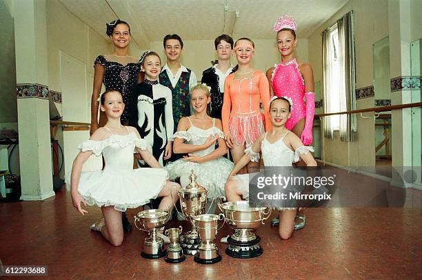 Michelle Robinson Mark Richardson and Joanne Yuille from Maloney's School of Dancing, Middlesbrough, who won trophies at a competition at Butlin's,...