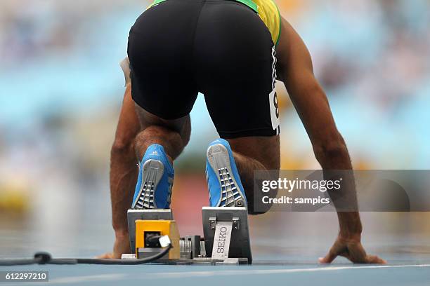 Start allgemein Startblock IAAF Leichtathletik WM Weltmeisterschaft in Daegu Sudkores 2011 IAAF world Championship athletics in Daegu South Korea 2011