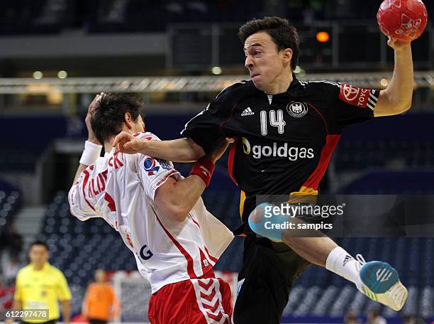Patrick Groetzki , Krzysztof LIJEWSKI Handball Männer Europameisterschaft 2012 Hauptrunde : Polen - Deutschland 10 th mens european championchip in...