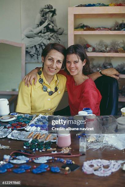 French painter Francoise Gilot and her daughter Aurelia, she had with painter Luc Simon, in her workshop in La Jolla.