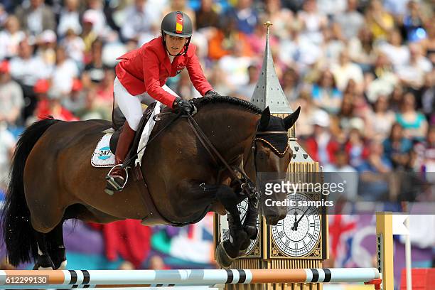 Meredith Michaels GER Beerbaum Bella Donna Equestrian jumping Springreiten Mannschaft Team Olympische Sommerspiele in London 2012 Olympia olympic...
