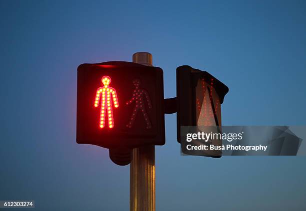 "don't walk" traffic light sign in nice, france - semaforo rosso foto e immagini stock