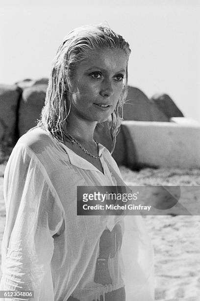 French actress Catherine Deneuve on the set of Liza, based on the novel by Italian Ennio Flaiano and directed by Marco Ferreri.