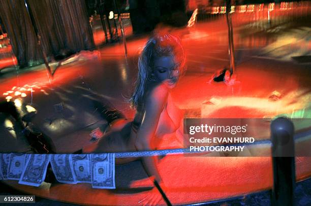 American entrepreneur, webcam model and pornographic film actress performing in a club in Los Angeles.