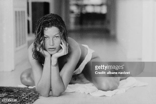 American model and actress Carre Otis in her Los Angeles home.