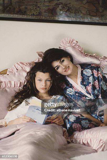 Ukrainian-born American model and actress Milla Jovovich and her mother Russian actress Galina Loginova at home in Los Angeles.