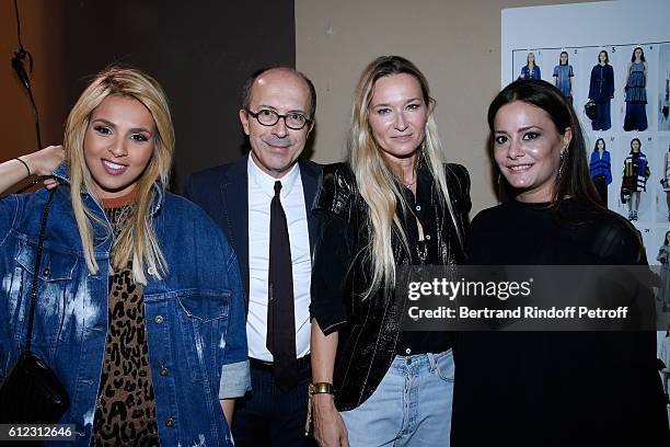 Sonia Rykiel, Jean-Marc Loubier, Stylist Julie de Libran and Hedieh Loubier pose after the Sonia Rykiel show as part of the Paris Fashion Week...