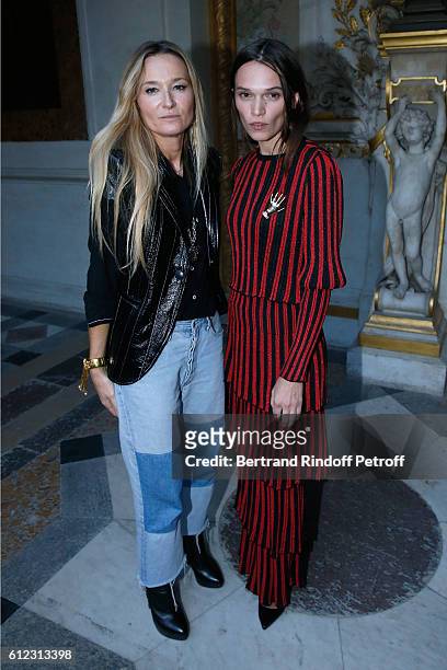 Stylist Julie de Libran and Anna Brewster pose after the Sonia Rykiel show as part of the Paris Fashion Week Womenswear Spring/Summer 2017 on October...