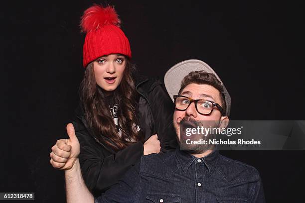 Callie Reiff poses for a backstage portrait with photographer Nicholas "Nicky Digital" Rhodes at Jukely Sound Projects Launch Event at Studio E in...