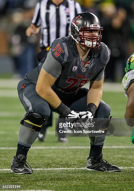 Washington State Cougars offensive lineman Cody O'Connell during the game between Oregon Ducks and the Washington State Cougars at the Martin Stadium...