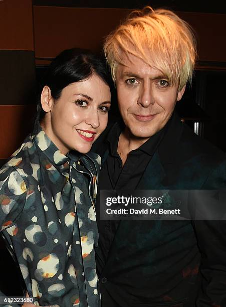 Nefer Suvio and Nick Rhodes attend the launch of "The Auctioneer" by Simon De Pury and "Whitewaller" guest edited by Lauren Prakke at Blakes Below on...