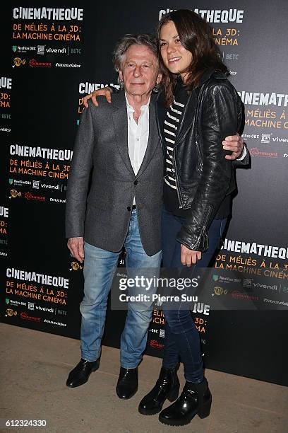 Roman Polanski and Morgane Polanski arrive at Cinematheque Francaise on October 3, 2016 in Paris, France.