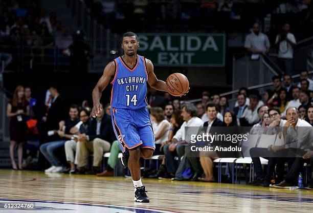 Ronnie Price of the Oklahoma City Thunder is in action during the basketball match between Oklahoma City Thunder and Real Madrid as part of the 2016...