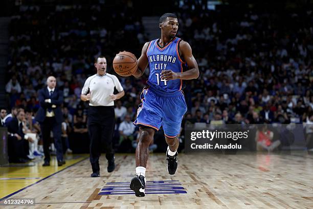 Ronnie Price of the Oklahoma City Thunder is in action during the basketball match between Oklahoma City Thunder and Real Madrid as part of the 2016...