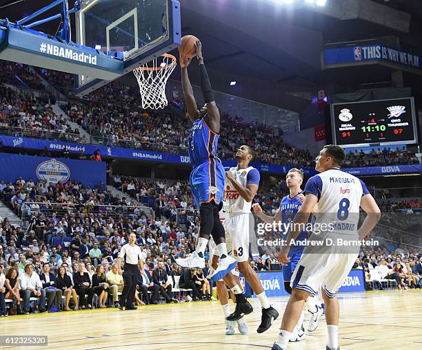 Of the Oklahoma City Thunder shoots of Real Madrid as part of the 2016 Global Games on October 3, 2016 at the Barclaycard Center in Madrid, Spain....