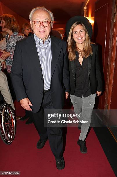 Dr. Hubert Burda and his daughter Elisabeth, Lisa Burda during the 'Gluecklich die Gluecklichen' premiere at Komoedie im Bayerischen Hof on October...