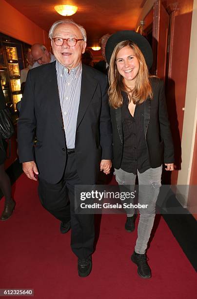 Dr. Hubert Burda and his daughter Elisabeth, Lisa Burda during the 'Gluecklich die Gluecklichen' premiere at Komoedie im Bayerischen Hof on October...