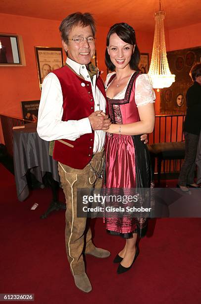 Jacques Breuer and his wife Viola Wedekind during the 'Gluecklich die Gluecklichen' premiere at Komoedie im Bayerischen Hof on October 3, 2016 in...