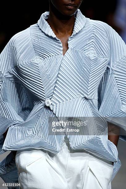 Cloth detail at the Issey Miyake show as part of the Paris Fashion Week Womenswear Spring/Summer 2017 on September 30, 2016 in Paris, France.
