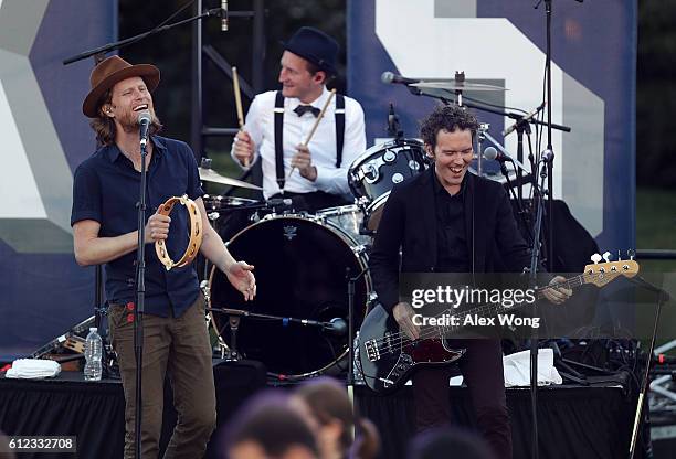 Members of rock band The Lumineers perform during the South by South Lawn, a White House festival of ideas, art, and action, October 3, 2016 at the...