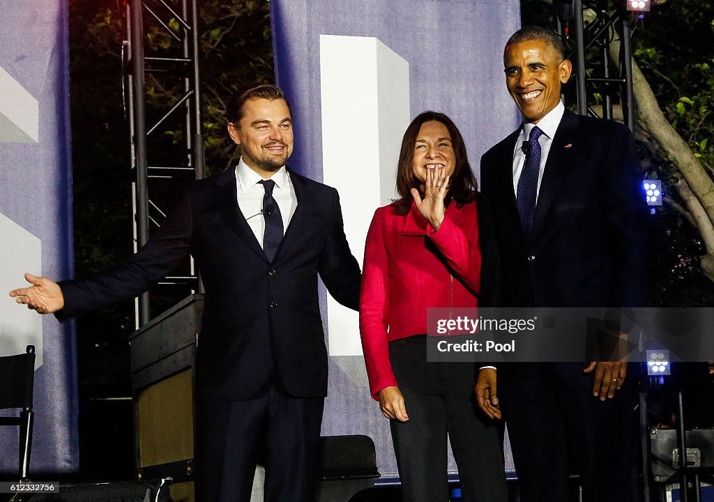 U.S President Barack Obama In Climate Panel Discussion with Leonardo DiCaprio, Dr. Katharine Hayhoe