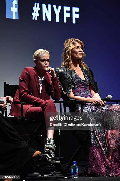 Kristen Stewart and Laura Dern speak onstage at the "Certain Women" intro and Q&A during the 54th New York Film Festival at Alice Tully Hall, Lincoln...