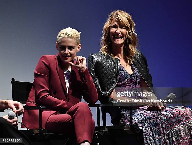 Kristen Stewart and Laura Dern speak onstage at the "Certain Women" intro and Q&A during the 54th New York Film Festival at Alice Tully Hall, Lincoln...