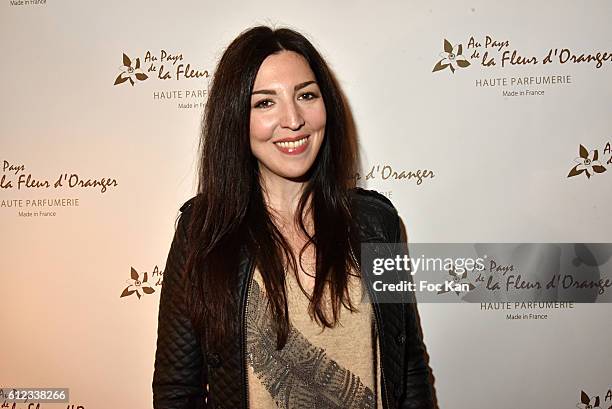 Aurelia Khazan attends Maison Au Pays De La Fleur d'Oranger Perfume Launch Cocktail at Hotel Lancaster on October 3, 2016 in Paris, France.