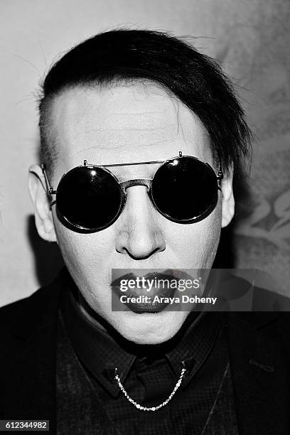 Marilyn Manson attends the Premiere of Drafthouse Films' 'We Are X' at TCL Chinese Theatre on October 3, 2016 in Hollywood, California.