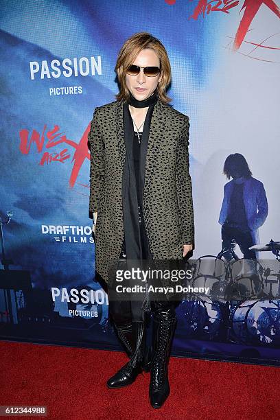 Yoshiki attends the Premiere of Drafthouse Films' 'We Are X' at TCL Chinese Theatre on October 3, 2016 in Hollywood, California.