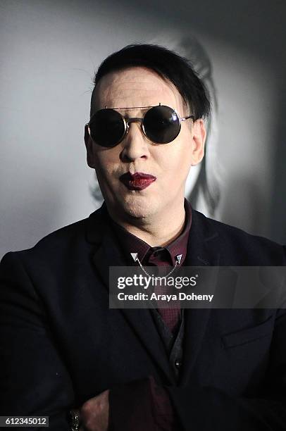 Marilyn Manson attends the Premiere of Drafthouse Films' 'We Are X' at TCL Chinese Theatre on October 3, 2016 in Hollywood, California.