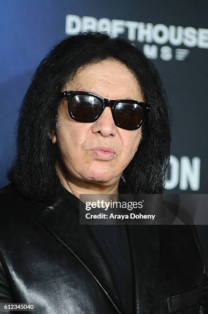 Gene Simmons attends the Premiere of Drafthouse Films' 'We Are X' at TCL Chinese Theatre on October 3, 2016 in Hollywood, California.