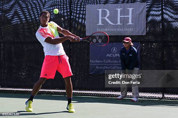 Michael Mmoh is defeated by Darian King 7-6 , 6-2, in the finals of the 2016 Tiburon Challenger on October 2, 2016 in Tiburon, California.