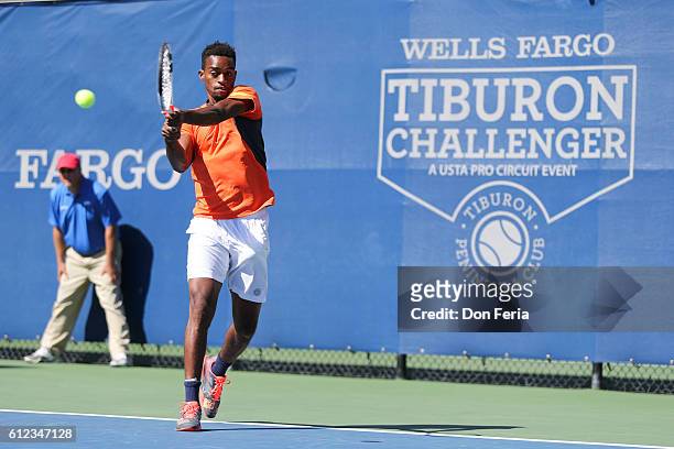 Darian King defeats Michael Mmoh 7-6 , 6-2, in the finals of the 2016 Tiburon Challenger on October 2, 2016 in Tiburon, California.