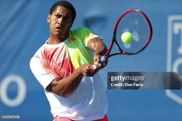 Michael Mmoh is defeated by Darian King 7-6 , 6-2, in the finals of the 2016 Tiburon Challenger on October 2, 2016 in Tiburon, California.