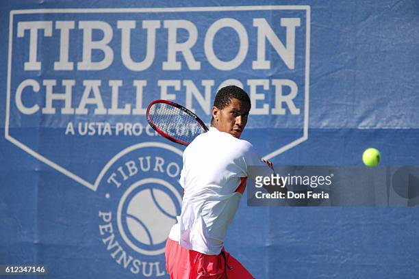 Michael Mmoh is defeated by Darian King 7-6 , 6-2, in the finals of the 2016 Tiburon Challenger on October 2, 2016 in Tiburon, California.
