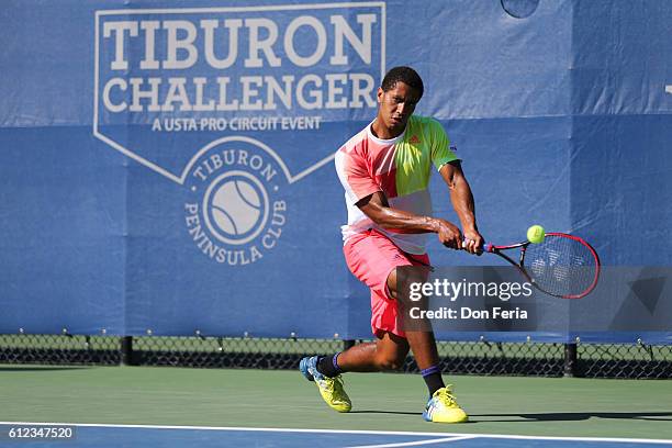 Michael Mmoh is defeated by Darian King 7-6 , 6-2, in the finals of the 2016 Tiburon Challenger on October 2, 2016 in Tiburon, California.