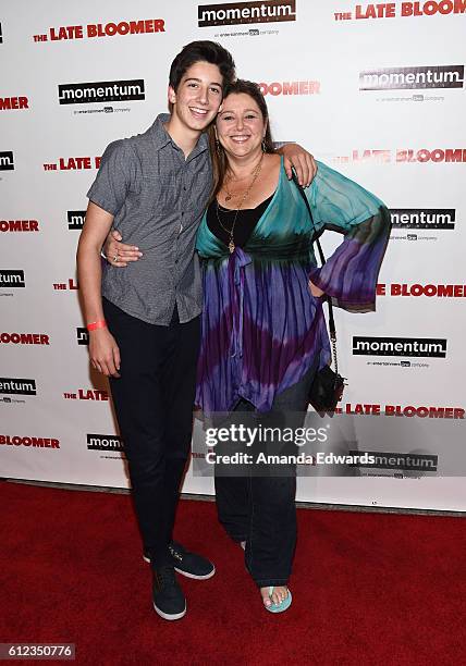 Actress Camryn Manheim and her son Milo Manheim arrive at the premiere of Momentum Pictures' "The Late Bloomer" at iPic Theaters on October 3, 2016...