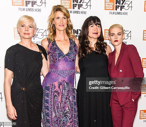 Actors Michelle Williams, Laura Dern, Lily Gladstone and Kristen Stewart attend the 'Certain Women' premiere during the 54th New York Film Festival...