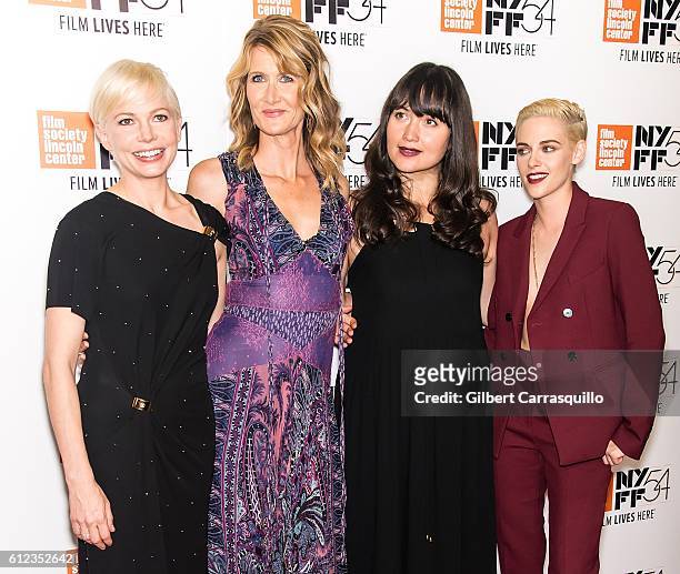 Actors Michelle Williams, Laura Dern, Lily Gladstone and Kristen Stewart attend the 'Certain Women' premiere during the 54th New York Film Festival...